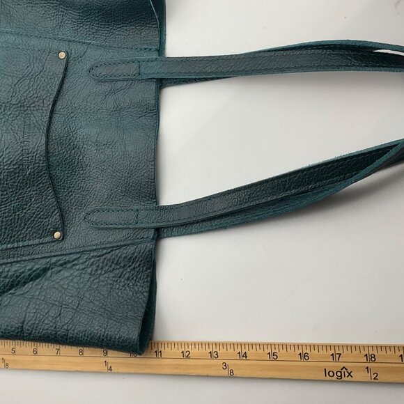 Portland Leather Goods Distressed Leather Teal Tote Bag Lagoon Juliette - Picture 5 of 16